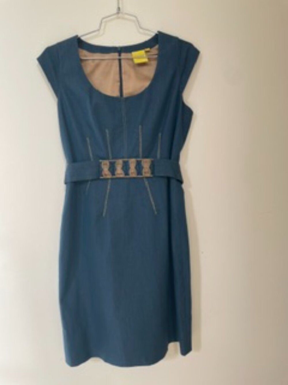 Sleeveless Aysha blue dress with stylish belt - size 6